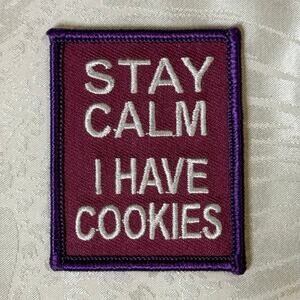 Girl Scouts of America Stay Calm I Have Cookies Patch Purple White Sales Badge